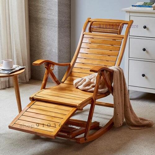 Reclining Chair Folding Lunch Break Lunch Couch Household Adult Simple Bamboo Rocking Chair Balcony Leisure Portable Lazy Chair