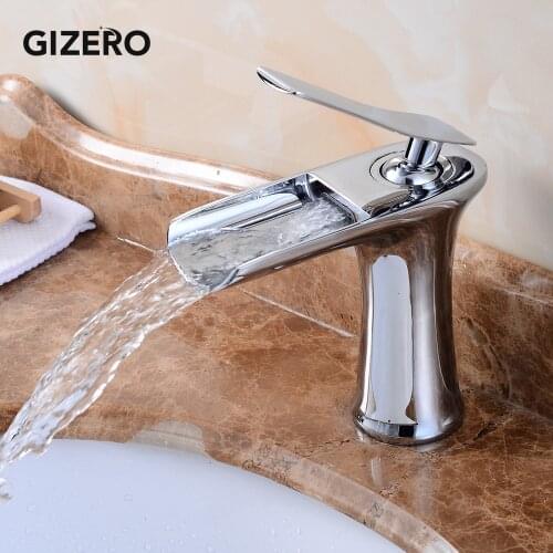 Bathroom Basin Mixer Chrome Polish Hot And Cold Waterfall Faucet Single Handle Vanity Vessel Sink Water Taps Deck Mounted ZR731