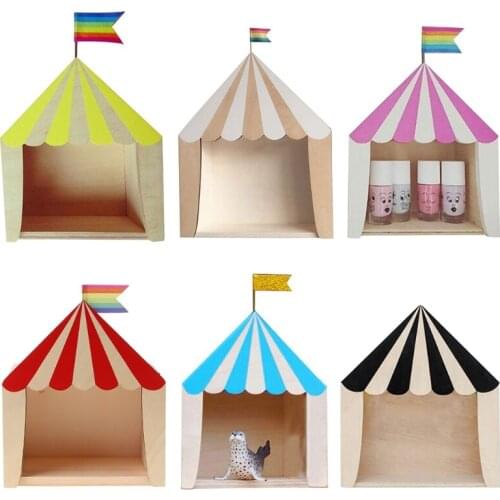 Circus Wood House Storage Shelves Handmade Kids Bookends Wooden Ornaments Children Room Decoration Organization Wall Shelf