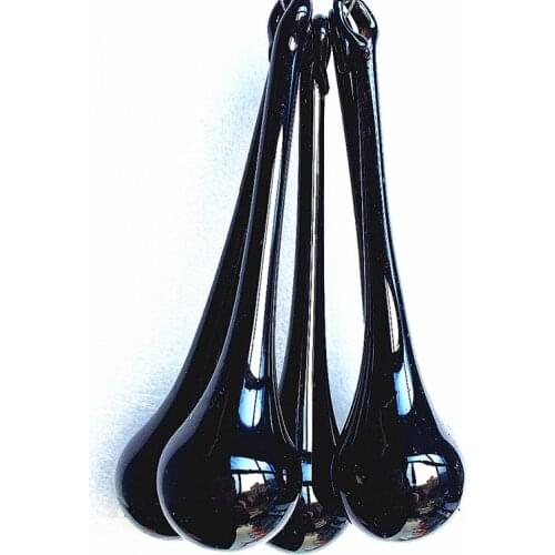 Free Jump Rings) 20pcs/lot 20x80mm Black Glass Water Drop Chandelier Pendants, Crystal Curtain Parts, Crystal Chandelier Parts