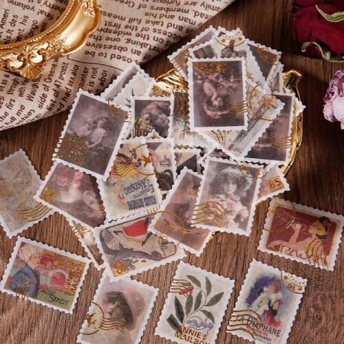 40 pcs/lot Vintage stickers Scrapbooking material Stamp style Stickers for notebooks Decorative handmade DIY diary Journal Diary