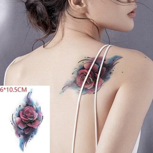 Waterproof Temporary Tattoo Sticker ins Red rose color sexy Body Art Flash Tatto Fake Tatoo for Women Men
