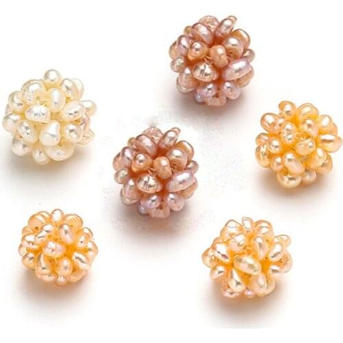 Natural 12-14mm Freshwater Pearl Ball Beads For Jewelry Making 1 Pcs White Purple Pink Pearl Beads Assessorries For Women Gifts