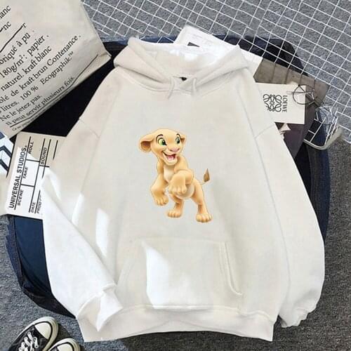New The Lion King Simba Hoodies Women Kawaii Hooded Disney Pullover Clothes Cartoon Print Aesthetic Warm Femme Couple Sweatshirt