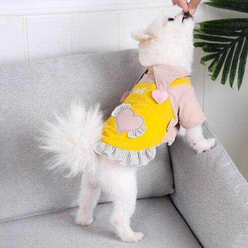 Winter Dog Dress Cute Heart Pet Dresses Cat Puppy Yorkshire Terrier Pomeranian Shih Tzu Maltese Bichon Poodle Schnauzer Clothes