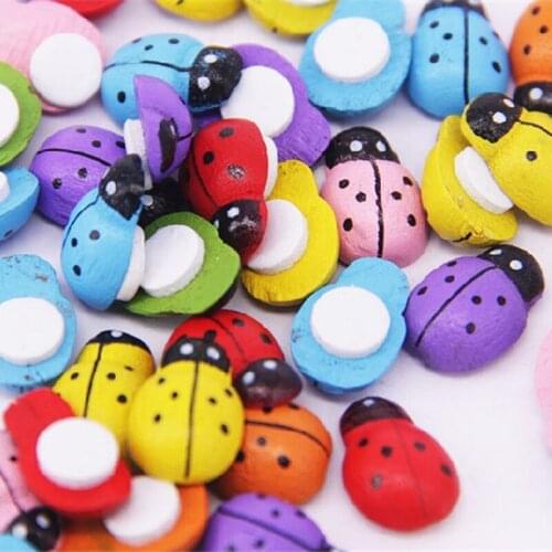 10 pcs Cute Mini Ladybugs Shaped Stickers Miniature Ornament DIY Kit For Fairy Garden Dollhouse Plant Party Home Decoration