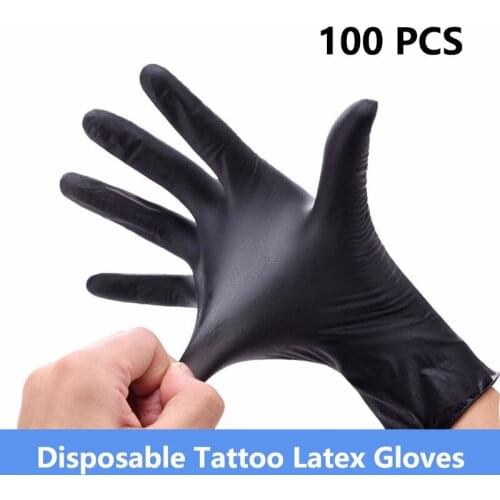 100 pcs High Quality Tattoo & Body Art Black Disposable Tattoo Latex Gloves Available Size Accessories Tattoo Gloves