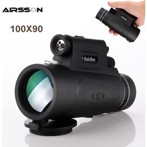 100X90 Powerful Monocular 8000m Professional Military Hunting Optical Telescope with LED Light Compass Night Vision For Camping