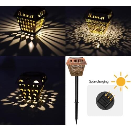 2pcs Solar Powered Outdoor Lighting Diamond Starry Sky Petal Iron Floor Lamp Decorative Waterproof Exterior Solar Garden Lights