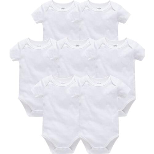 2020 Blank Baby Clothes Solid Design Short Sleeve Cotton Summer Baby Rompers Newborn Baby Boys Girls roupa de bebes Clothing