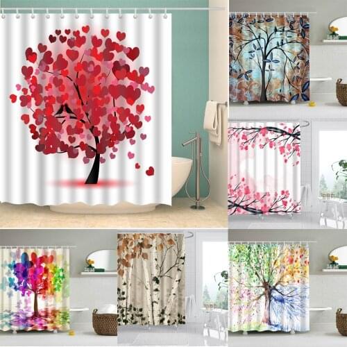 3D Tree Scenery Shower Curtains Bathroom Curtains High Quality Waterproof Polyester Bath Curtain with 12 Hooks for Home Decor