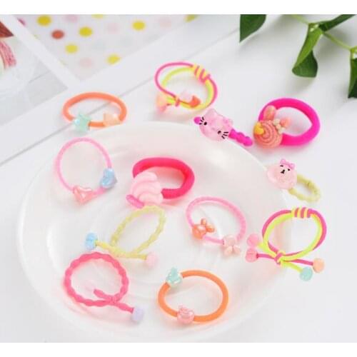 40pcs Cartoon Star Heart Knot Rabbit Ears Girls Hair Accessories Hair Ropes Baby Mini Headbands Colored Gum Children Rubber Band