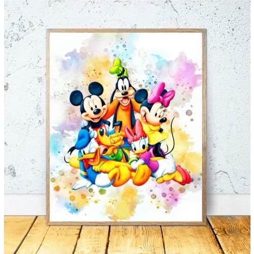 5D Full Round Diy Diamond Painting Mouse Print Watercolor Nursery Gift Cross Stitch Kit Mosaic Picture of Rhinestone Embroidery