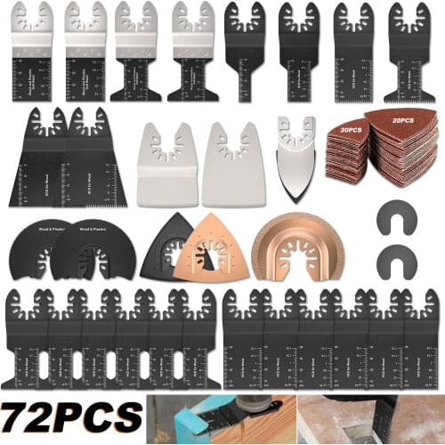 72Pcs Oscillating Saw Blades Quick Release Multitool Wood Metal Cutter Power Accessories for Fein Multimaster, Dremel, Bosch