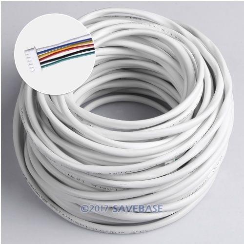 HOMSECUR 6 Core 30m White Flexible Copper Cable With 2 Backup Cable Connectors For Video Entry Security System
