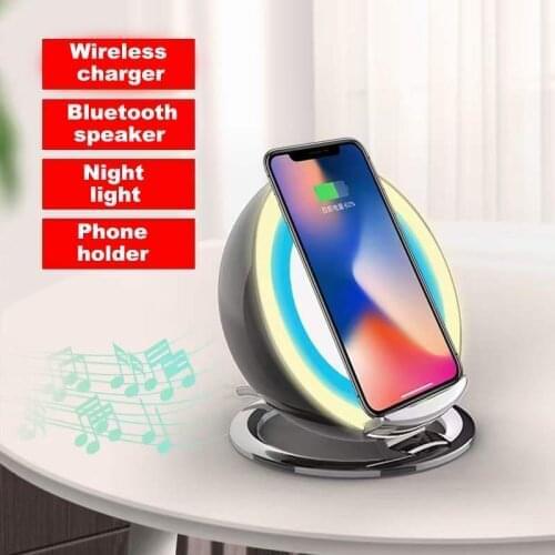 W25 Bluetooth speaker portable semisphere with 15w wireless charger mood light LED lamp loudspeaker bass audio system 4 in 1