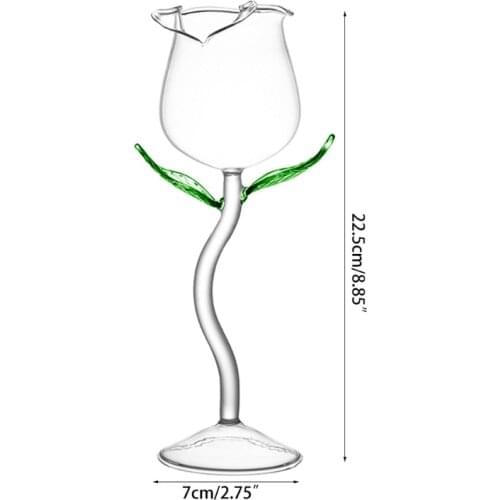 Wine Glass Rose Flower Shape Goblet Lead-Free Red Wine Cocktail Glasses Home Wedding Party Barware Drinkware Gifts Drop Ship