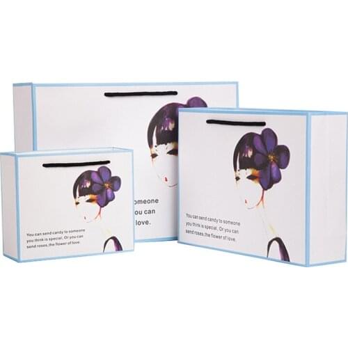Big shopping clothing gift bags handbags candy paper packaging flower gift box коробка упаковка White simple girl gift bag 10pcs