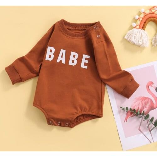 Casual Infant Baby Girl Boy Clothes Cotton Romper Jumpsuit Letter Outfit Autumn Spring Casual Long Sleeve Rompers 0-18M
