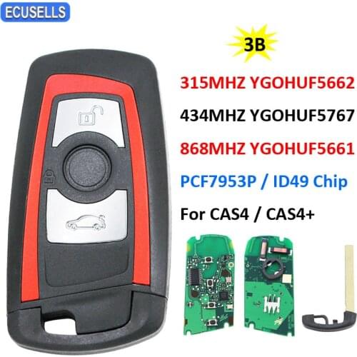 Remote Car Key 315MHz YGOHUF5662 434MHz HUF5767 868MHz HUF5661 For BMW 5 7 F Series X5 X6 F15 F16 FEM / BDC CAS4 CAS4+ Red Color