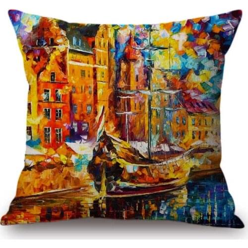 Europe Impressionism Oil Painting Venice Impression Colorful Gallery Collection Home Decorative Sofa Pillow Case Cushion Cover