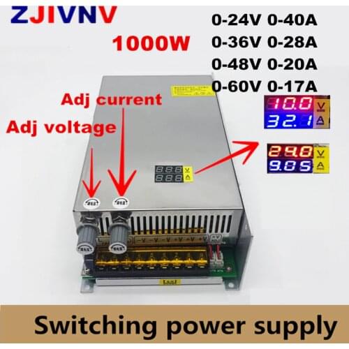 1000W switching power supply 0-12v 24V 36V 48V 60v 80v 120v 220V Adjustable DC output voltage and current stabilization Digital