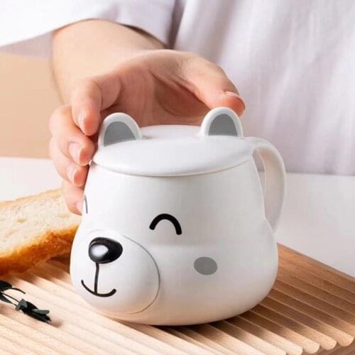 Cartoon animal big belly ceramic cup art little fresh student lovely mug with spoon milk coffee mug