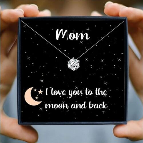 Choker Necklace for Women Jewelry Mothers Day Gift To My Mom Single Shiny Zircon Pendant Necklaces Birthday Gifts