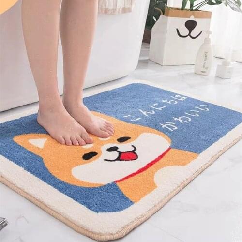 Cartoon animal dog Door mat Akita and Kirky carpet soft mats cute Home bathroom Balcony doorway mat absorbent Non-slip gift