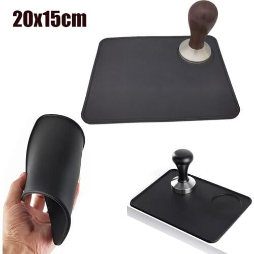 20cm X 15cm Food Grade Silicone Rubber Espresso Mat 8 Inch X 6 Inch Coffee Tamper Mat, Black