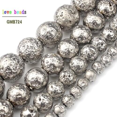 Natural Stone White Lava Round Loose Beads 4mm 6mm 8mm 10mm DIY Necklace Bracelet Jewelry Making Accessories