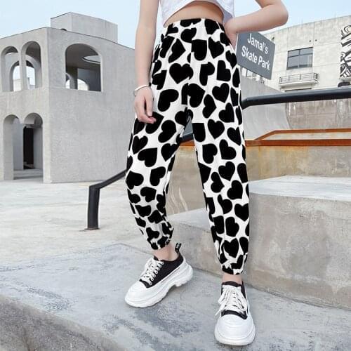 Summer Girls Pants Thin Casual Elastic High Waist Harem Trousers Cowboy Childrens dress 3-12y Student Girls Print Joggers Pants