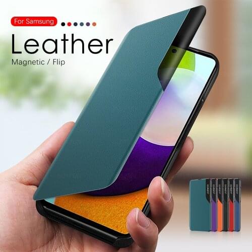 Pu leather smart window view magnetic flip case covers for samsung galaxy A52 A 52 52A A525F A526B 6.5'' phone book stand coque