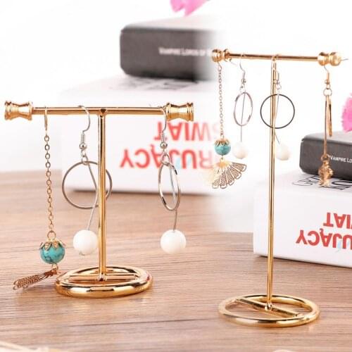 Multifunctional Gold Jewelry Rings Earrings Storage Stand Display Organizer Rack Portable Packaging Earring Holder Display j