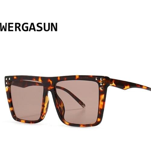 WERGASUN Fashion Sunglass Designer Luxury Brand Square Sunglasses Women Vintage Oversized Female Sun Glasses Shades For Women