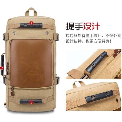 New Artistic Retro Leisure Korean Style Large Capacity Canvas Backpack Mens Backpack Multi-Functional Travel Backpack