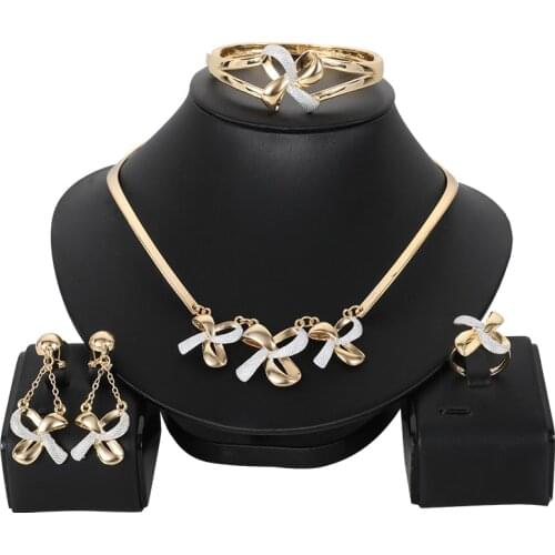 Wholesale African Jewelry Sets Nigerian Woman Wedding Fashion Necklace Earrings Bracelet Jewelery Set Costume Accessories