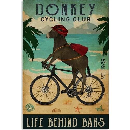 Donkey Poster Art Print Home Wall Decor Metal Vintage Tin Sign Decor for Kitchen Home Garage Bar Pub Outdoor Retro Art Sign