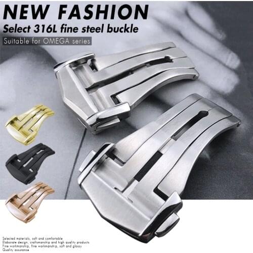 16mm 18mm 20mm Pointed Deployment Buckle for Omega Rubber Leather Watch Strap Black Rose Gold Stainless Steel Butterfly Clasp