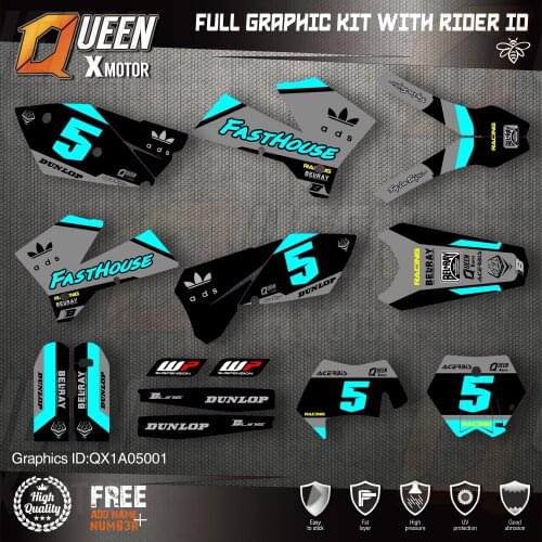 QUEEN X MOTOR Custom Team Graphics Decals Stickers Kit For KTM 2005 2006 SX SXF , 2005 2006 2007 EXC XC-W EXC-F 001