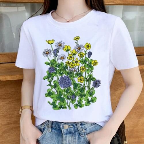 Feather Printing Fashion 90s Cute Watercolor White Top T Shirt Summer Aesthetics Graphic Short Sleeve Polyester T Shirts Female