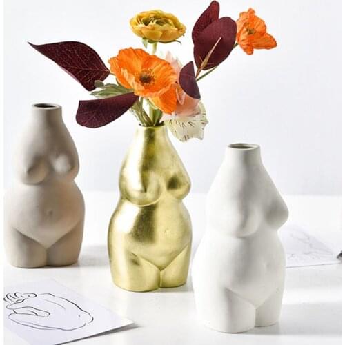 Garden Villa Resin Flower Pot Statue Art Vase Female Body Art Ceramic Home Tabletop Decoration Plants Flower Pot Vase Planter