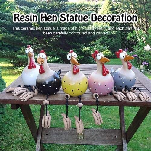 Cute Hen Statue Resin Ornament Bright Colors Long-legged Hen Resin Crafts Desktop Ornament Garden Decoration