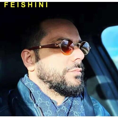 FEISHINI Punk Brand Designer Anti fatigue Sun glasses Mens UV400 Original Comfortable Steampunk Sunglasses Women Retro Oval