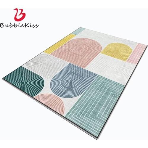 Bubble Kiss Modern Living Room Carpet Geometric Pattern Girls Bedroom Decor Pink Rug Home Yellow Green Bedside Floor Area Rugs