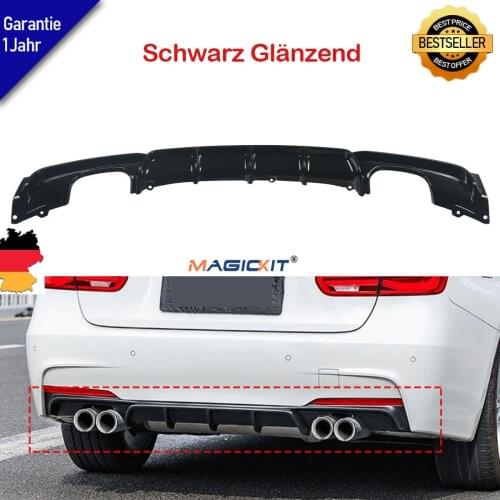 MagicKit Rear Bumper Diffuser Double Muffler Quad Out For BMW F30 F31 M Sport 2012-2018
