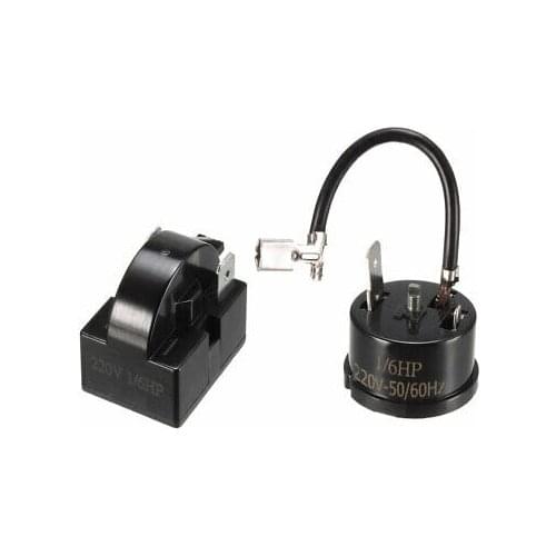 Refrigerator PTC Starter Relay 22 Ohm 2 Pin + Compressor Overload Protector 1/6HP
