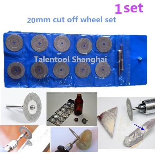 Talentool 10pcs/set 20mm Diamond Coated Cutting Wheel Rotary Blade Cut-off Disc Blades