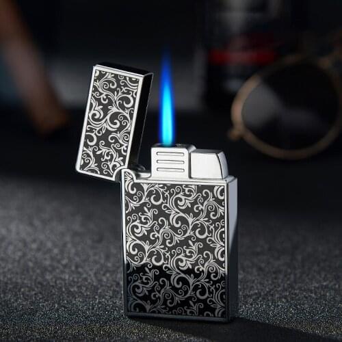 Windproof Gas Jet Lighter Butane Turbo Torch Lighter For Cigar Cigarette Metal 1300 C Blue Fire Lighter Cigarette Accessories