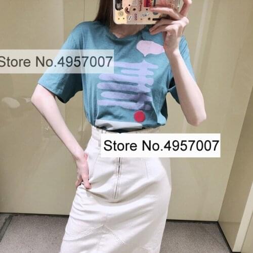 Women O Neckline Short Sleeve Printing T Shirt - Ladies Cotton Fashion Streetwear Tees Top